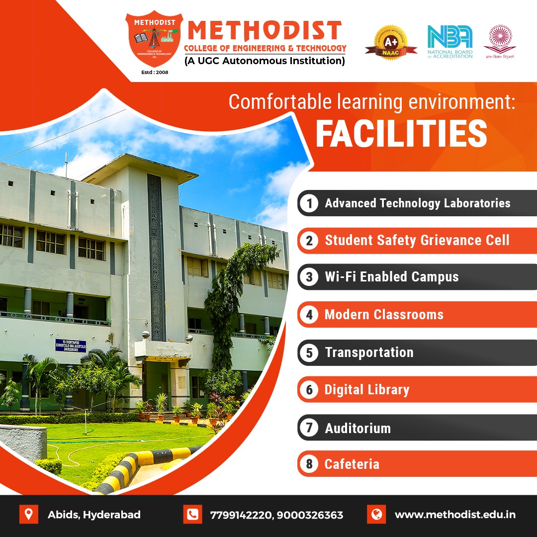 MCETHyderabad's tweet image. Methodist College has a comfortable #LearnEngineering with various facilities like outdoor and indoor sports, state of the art laboratories, Digital Library, Auditorium, etc.
#MCET #LearningEnvironment #CollegeSports #DigitalLibrary #CollegeAuditorium #Admissions #AdmissionOpen