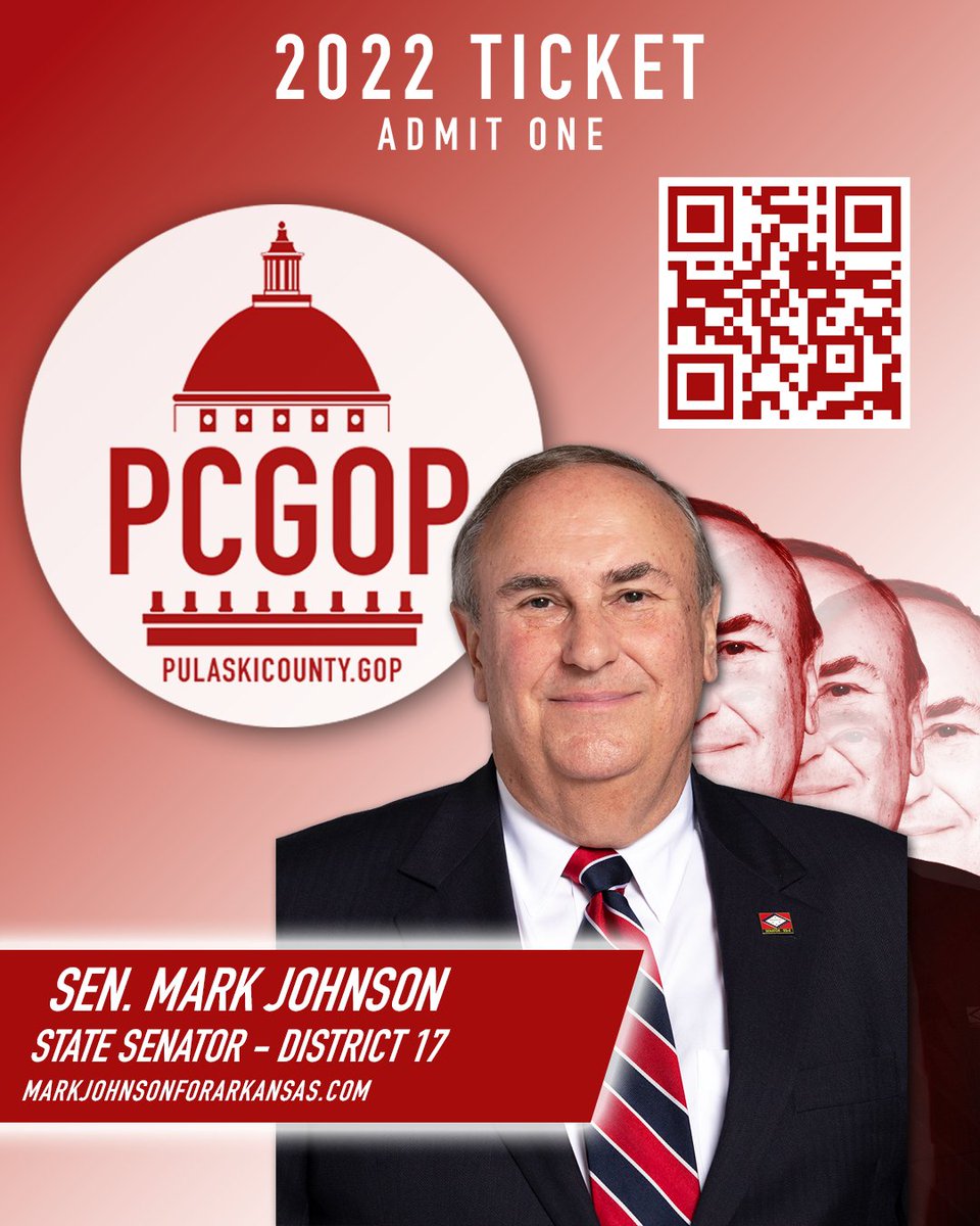 PulaskiARGOP's tweet photo. Pulaski Republicans have the chance to take a majority of our delegation to the Senate. Meet our nominee in District 17, @MarkJohnsonAR17. Scan the QRCode to support his campaign or visit https://t.co/7ZbY0b0stM and let's return him to @ARSenateGOP. #arpx #arleg #pcpx https://t.co/3PnOGs3GU8