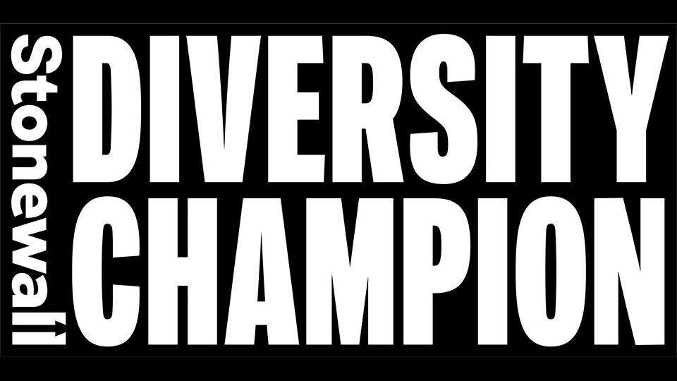 Text on black background saying 'Stonewall Diversity Champion'