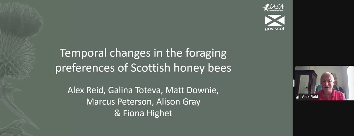 AABiologists's tweet photo. Alex Reid @ScotGovSASA discussing a π΄σ §σ ’σ ³σ £σ ΄σ Ώ study on π foraging behaviour collected from amateur hives from Dumfries to the Orkneys, a 400mile range...
Take home -> Little agricultural forage, trees and hedgerows important, don't get rid of gorse! #Pollinators22 @fiona_bugsnbees https://t.co/L0jjuFxQQ0
