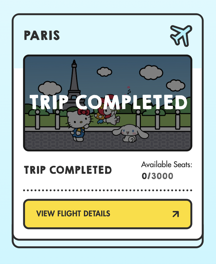 RecurForever's tweet photo. Bonjour! ☀️ and Attention #HelloKittyandFriendsNFT Passengers 📢

All flights to Paris are now COMPLETE! 🇫🇷

It's time to collect your Stamps!

Show us which ones you got below! 🛂 https://t.co/pTbcr9QowV