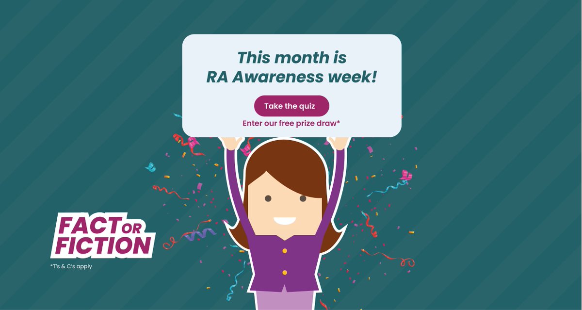 RA Awareness Week begins on Monday! 😱 Help us raise awareness as we focus on breaking down the misconceptions around RA. Take the quiz and enter our prize draw, for a chance to win 1 of 10 £50 Lovetoshop vouchers. nras.org.uk/factorfiction Ts&Cs apply.