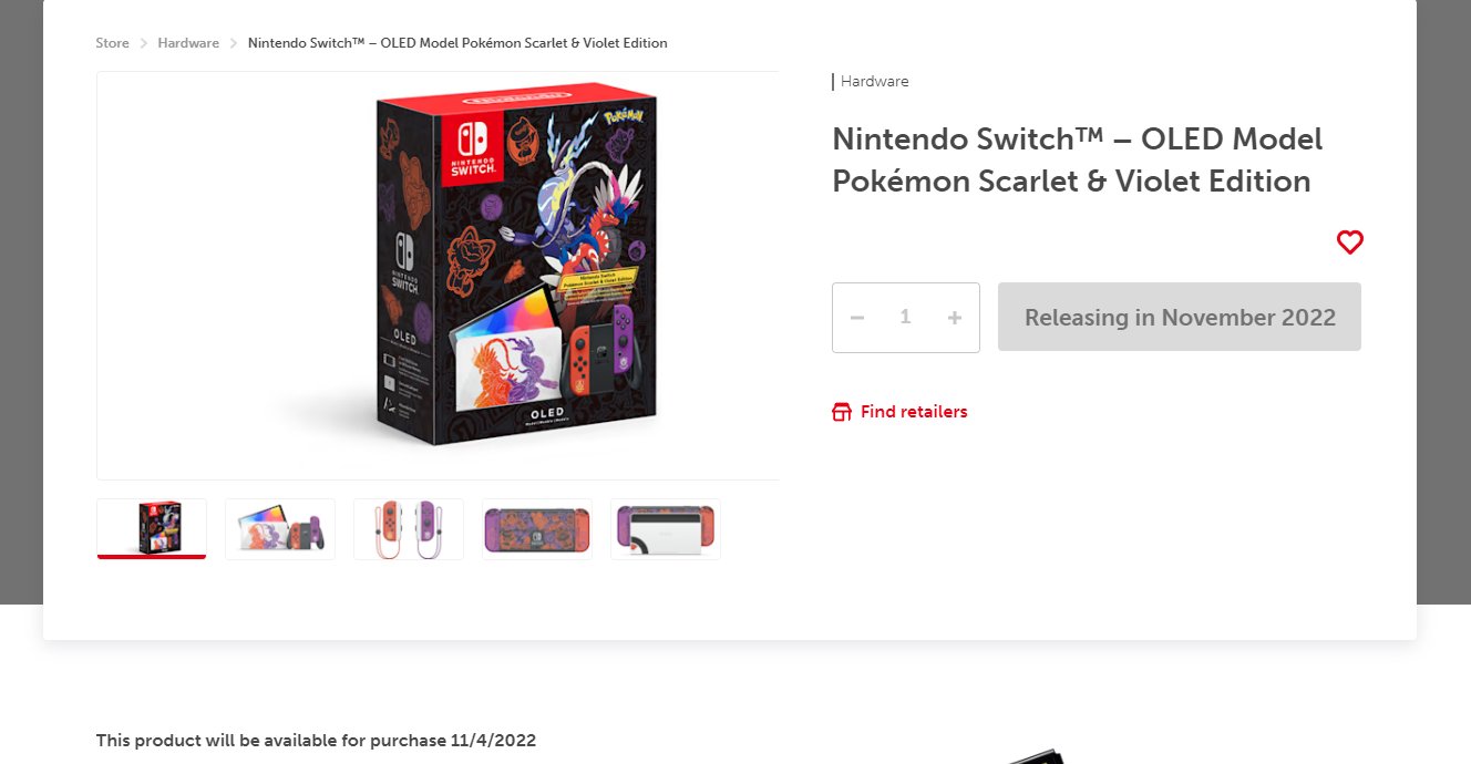 Where to buy Nintendo Switch OLED Pokemon Scarlet & Violet Edition