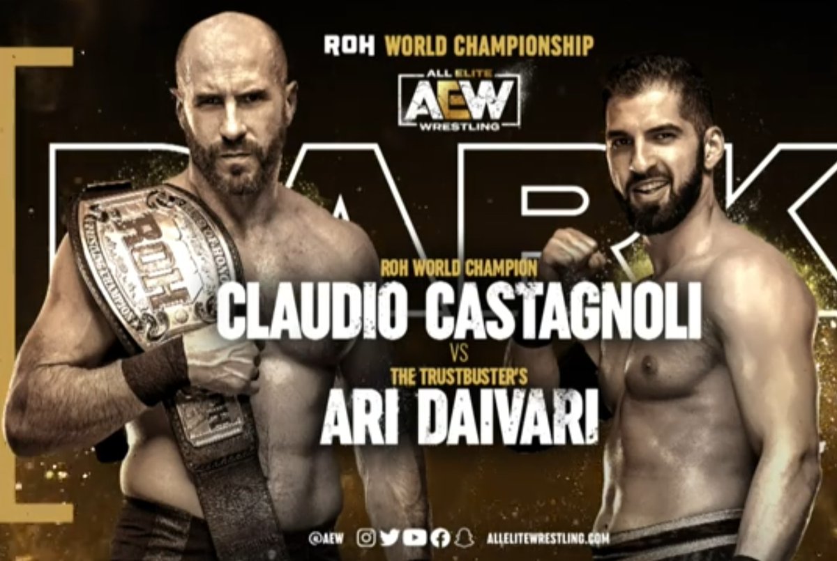 ROH title match on DARK
#allelitewrestling #aewwrestling #aew #aewdark #aewelevation #aewdarkelevation #aewrampage #trusbusters #aridaivari #rohworldchampion #ringofhonorwrestling #claudiocastagnoli #cesarowwe #wwe #thebarwwe