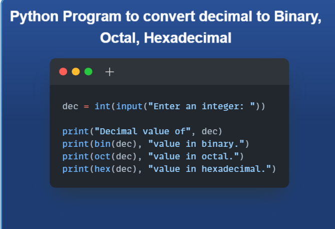ceoasmi's tweet photo. Day 21/30
Hello Everyone! It's my #Day21 of the challenge #30Daysofcode  with @scaler_official

Problem Statement - 'Decimal to Binary, Octal and Hexadecimal' 
Partner - @DMKrishnaA

Join Scaler Discord Community: https://t.co/iR69uqWvts

#day21 #scalerdiscord #progress https://t.co/fuA3nStVxT