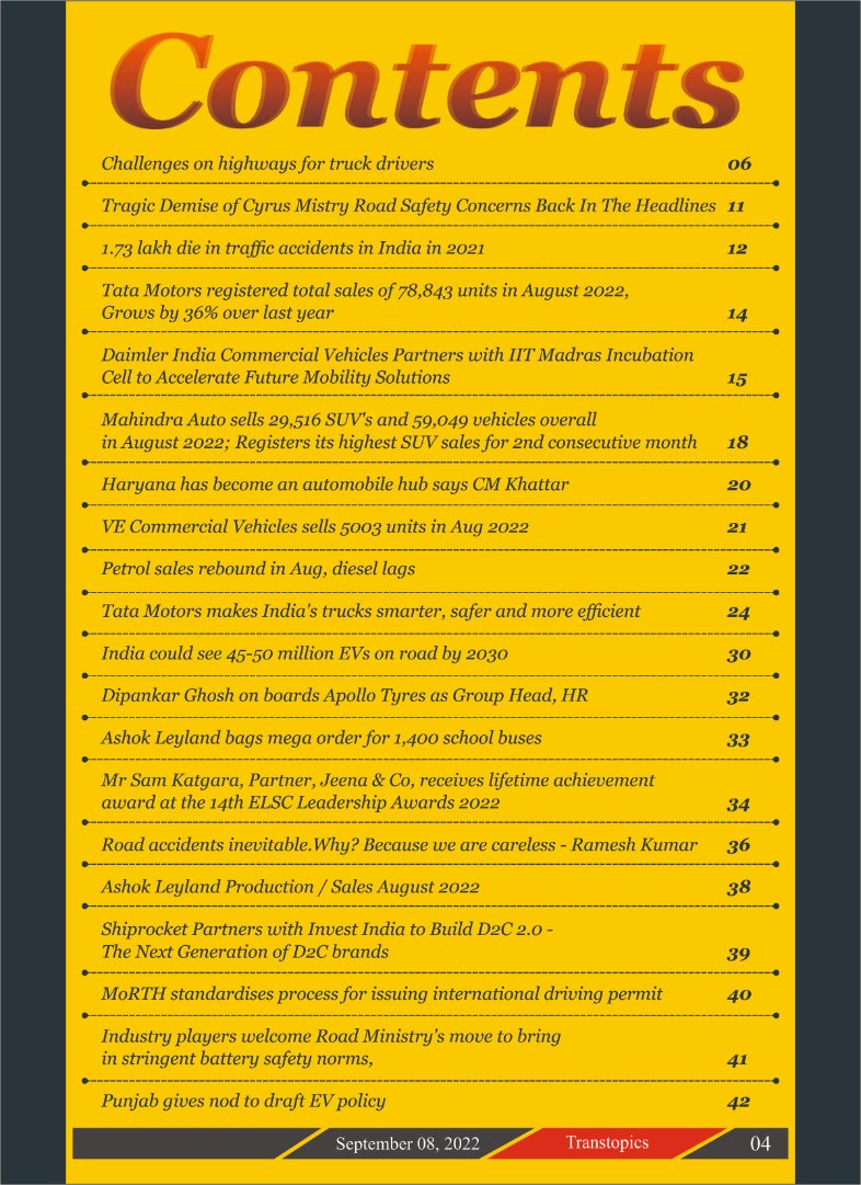 Transtopics1's tweet photo. Releasing tomorrow Transtopics issue dated September 08. To get your copy write to girishtranstopics@gmail.com / 9958474000
#deskketrucks #deliveringprogress
@TataMotors https://t.co/iYA7kH89Qy