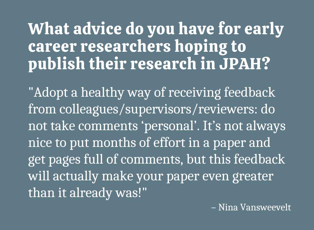 JPAHjournal's tweet photo. Meet Nina Vansweevelt, an #EarlyCareerResearcher who just published an open access review on PA during the retirement transition w/mentors @JanSeghers, @filip_boen &amp; Jannique van Uffelen from @KU_Leuven's Dept. of Movement Sciences.

👋@NVansweevelt 🇧🇪

➡️https://t.co/CY5G94rgc6 https://t.co/jb3lNwCHwQ
