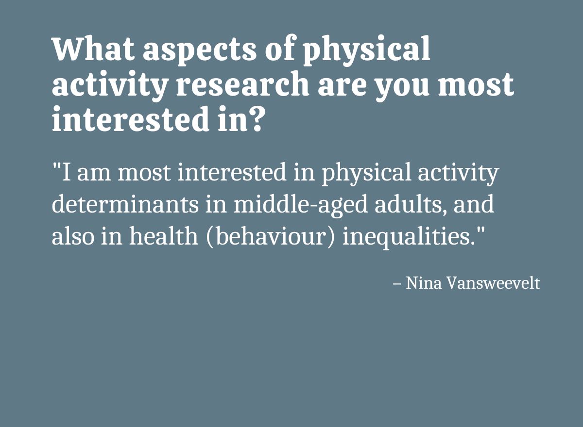 JPAHjournal's tweet photo. Meet Nina Vansweevelt, an #EarlyCareerResearcher who just published an open access review on PA during the retirement transition w/mentors @JanSeghers, @filip_boen &amp; Jannique van Uffelen from @KU_Leuven's Dept. of Movement Sciences.

👋@NVansweevelt 🇧🇪

➡️https://t.co/CY5G94rgc6 https://t.co/jb3lNwCHwQ
