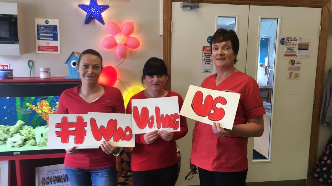 DarraghIsHere's tweet photo. By building their union, Early Years Educators now had a voice that could not be ignored.
1,000s took action to highlight their plight, like #WhoValuesUs in 2017
We wanted to make Early Years, and ending low pay in particular, a priority for government. https://t.co/DKA4XPYnJD
