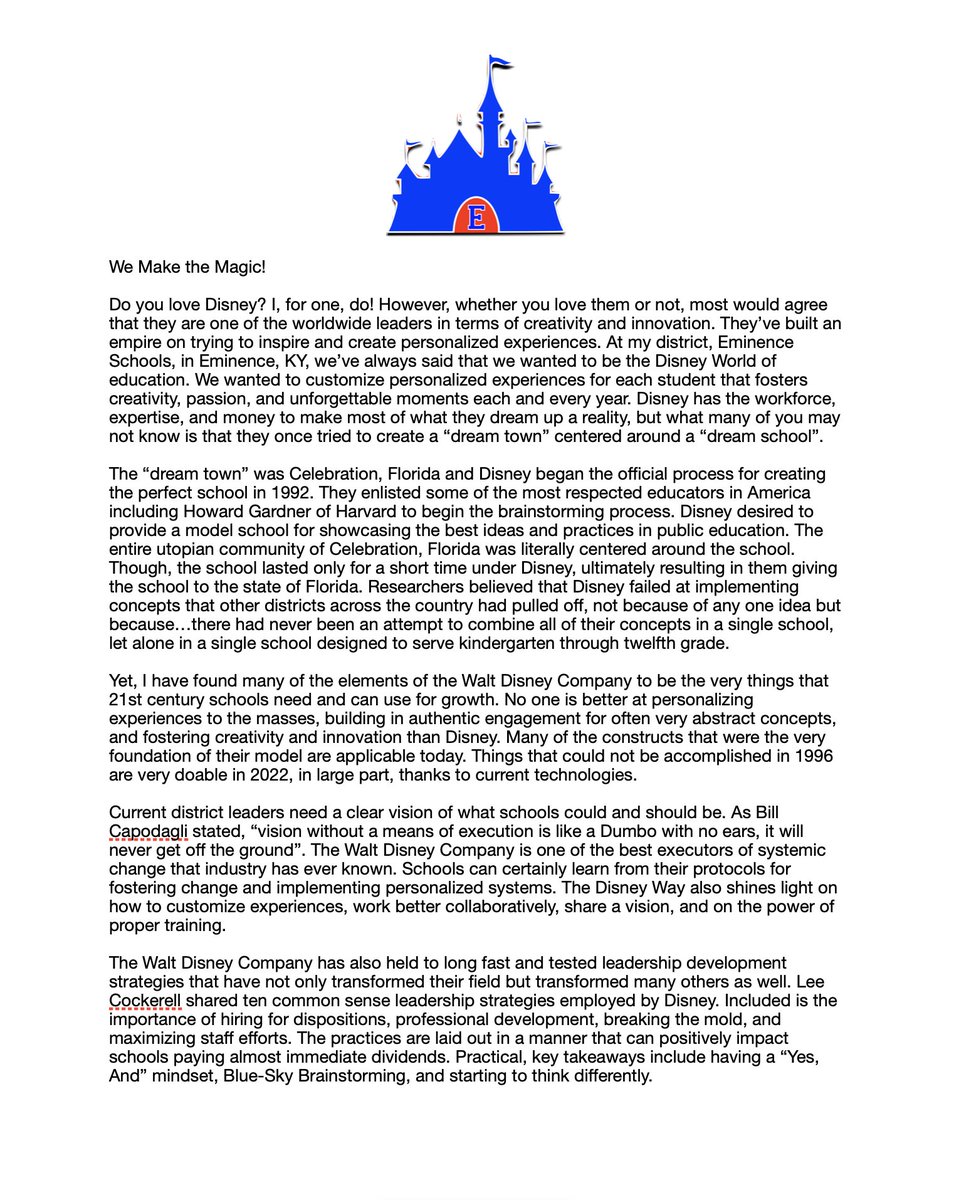 BuddyBerry's tweet photo. Hey there! Rare Blog Post by me....take a read. @EminenceSchools is still trying to reach its dream of being the Disney World of Education! #tenyearsin! @thomcoffee https://t.co/TLA7cNYnXF