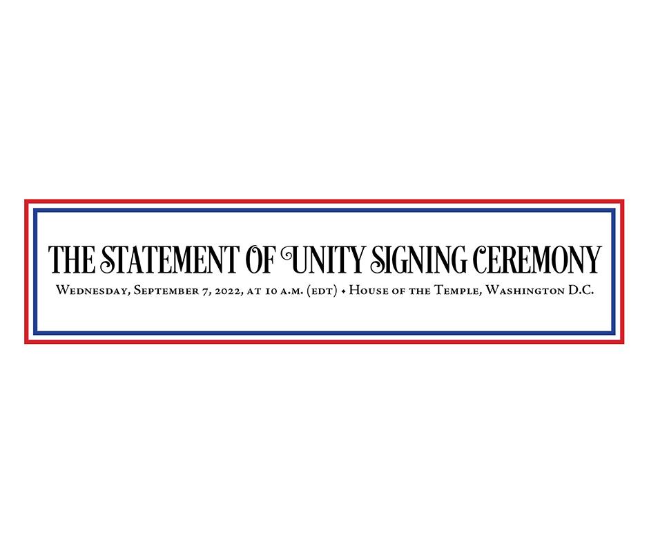 uscphasj's tweet photo. The Statement of Unity Signing Ceremony is about to begin.  You can watch this event on our home page at https://t.co/RJqn7EdGxw. https://t.co/38tmHeuOQ3