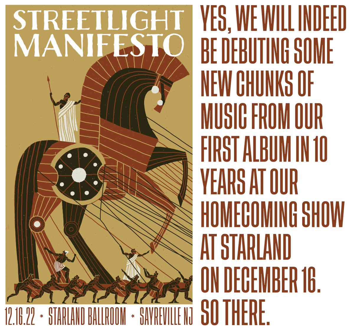 OH HELLO HOMETOWN SHOW AND NEW MUSIC.
Come join us at the Starland Ballroom in Sayreville, NJ on December 16th. Check out fb.com/smanifesto or Instagram.com/smanifesto for more info and details

TICKETS ON SALE THIS FRI, SEPT 9 AT 10AM. Check back then before they sell out!