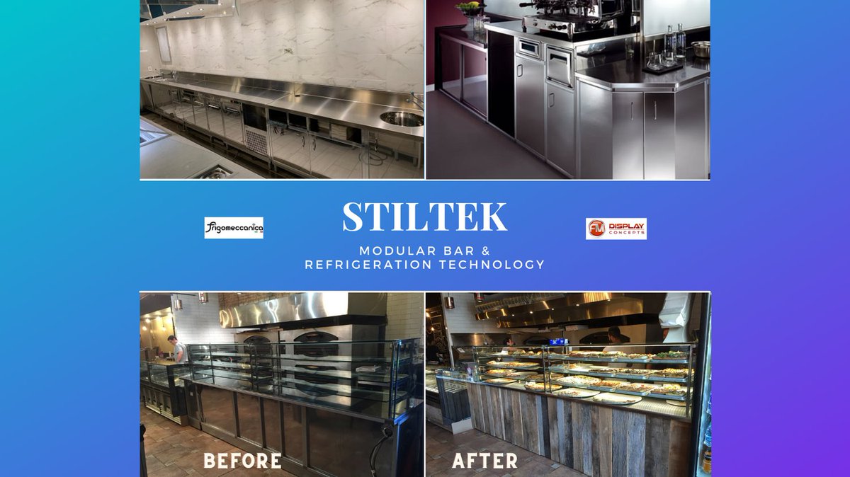 Stiltek modular bar and refrigeration technology  offers the unique ability to fully customize your store. 

For more info, please call 800.889.3975 or visit our site at fmdisplayconcepts.com. #backbar #stainlesssteelcounters #unfinished #refrigeratedcabinets