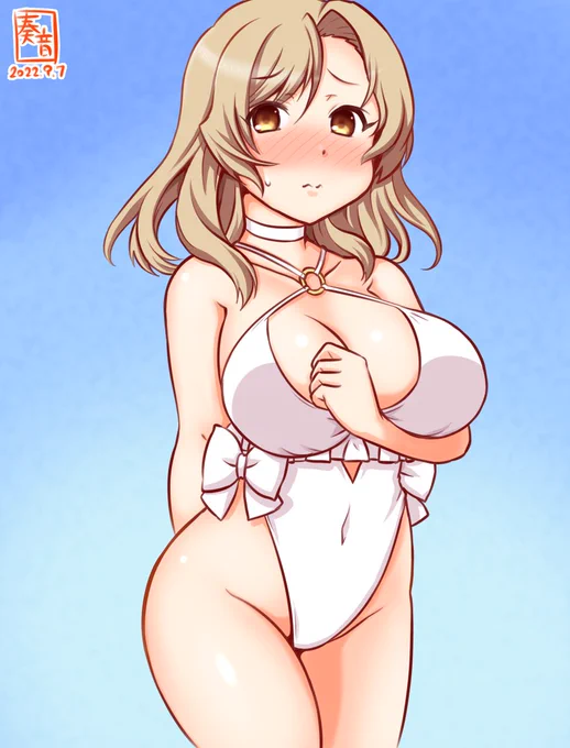 「これで、戦闘準備は完了です。いつでもどうぞ…///」#艦これ版真剣お絵描き60分一本勝負_20220907#ヒューストン 