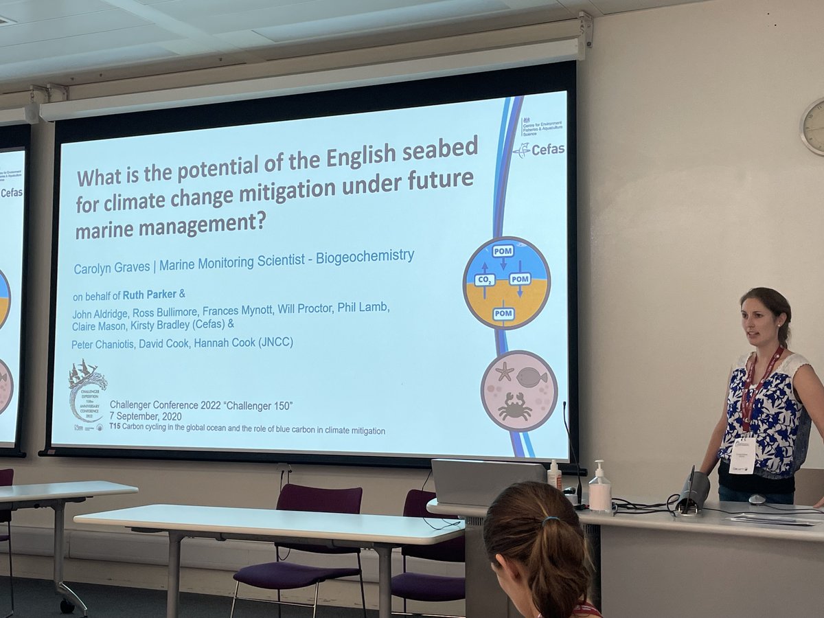 Carolyn Graves <a href="/CefasGovUK/">Cefas</a> stands in for Ruth Parker to describe how seabed sediments within the UK EEZ might contribute to climate change mitigation (through long-term carbon storage), and the implications of future marine management. <a href="/150_challenger/">Challenger 150 Conference</a> #Challenger150