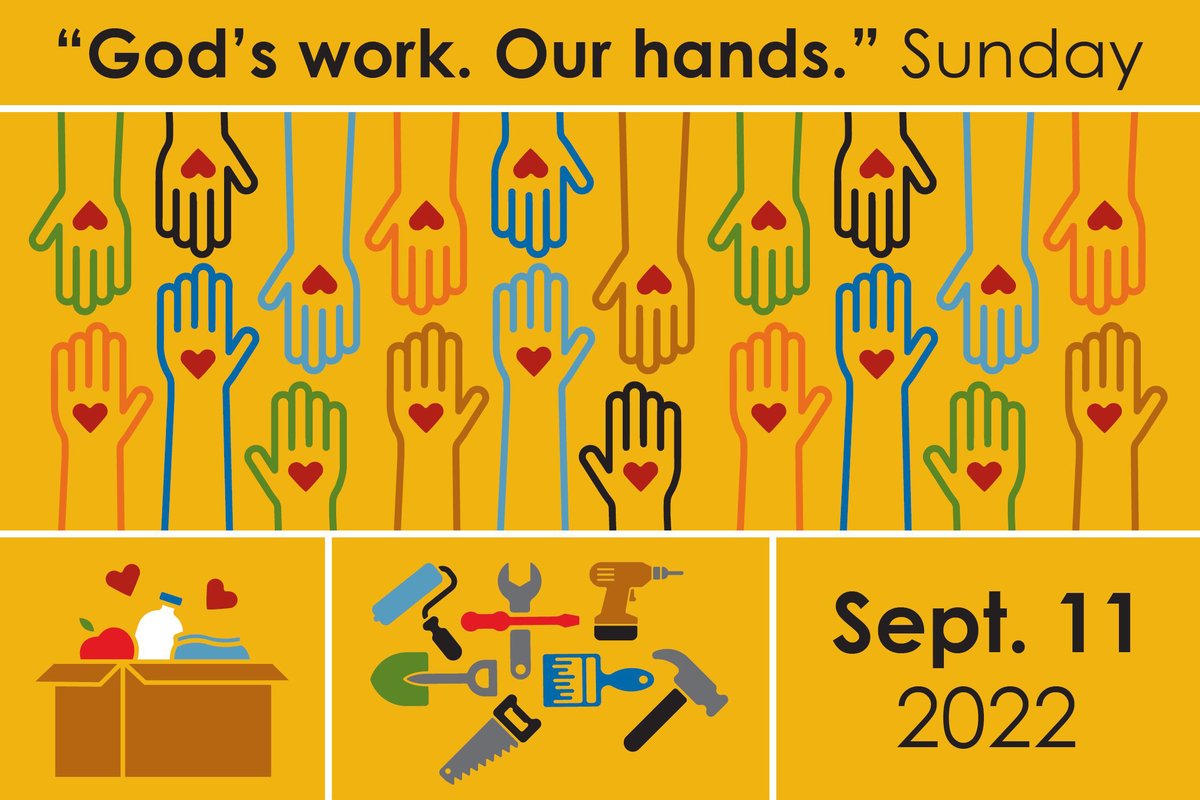 Next Sunday, Sept. 11, is "God's work. Our hands." Sunday. 💛 What has your congregation planned for this annual day of service? Please share your photos with the hashtag #GodsWorkOurHands and send your stories to livinglutheran@elca.org.