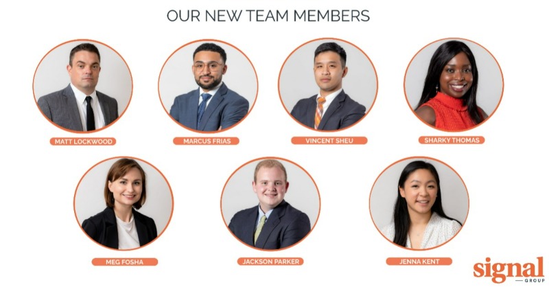 signalgroupdc's tweet photo. A very warm welcome to Matt Lockwood, Marcus Frias, Vincent Sheu, Sharky Thomas, Meg Fosha, Jackson Parker, and Jenna Kent to the Signal team!