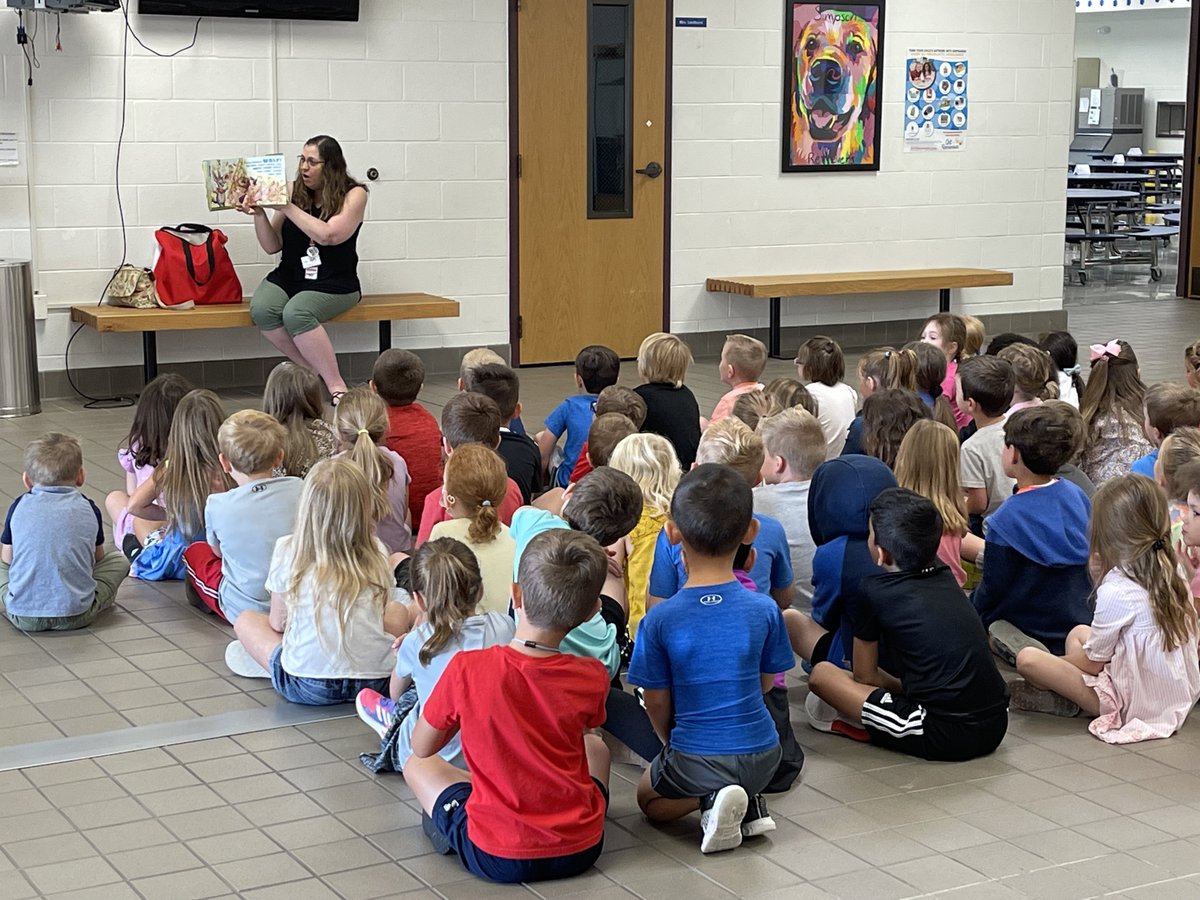 Our kinder friends are enjoying a guest reader from the Arnold library this morning.