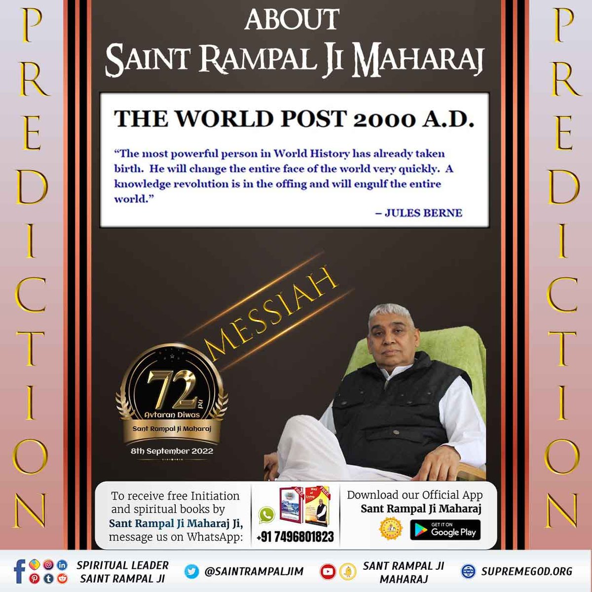 AryanKu12318591's tweet photo. #SaviorOfTheWorld
Dozens of Astrologers Have Said That, Saint Rampal ji is That Great Man, Avatar, Great Chyren who will change the whole world, there will be peace in the whole world.
8th September Avataran Diwa https://t.co/ZH3cIhNnzd