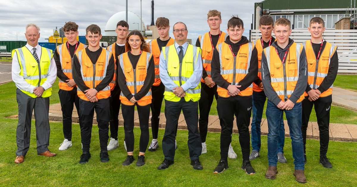 NRSdounreay's tweet photo. Mark Rouse, Managing Director and Mick Moore, Operations Director welcomed the 2022 engineering apprentices to site recently. This year the group includes electrical, instrument and joinery apprentices along with, for the first time, scaffolding apprentices. #DecommSkills https://t.co/7arYr3a1ie