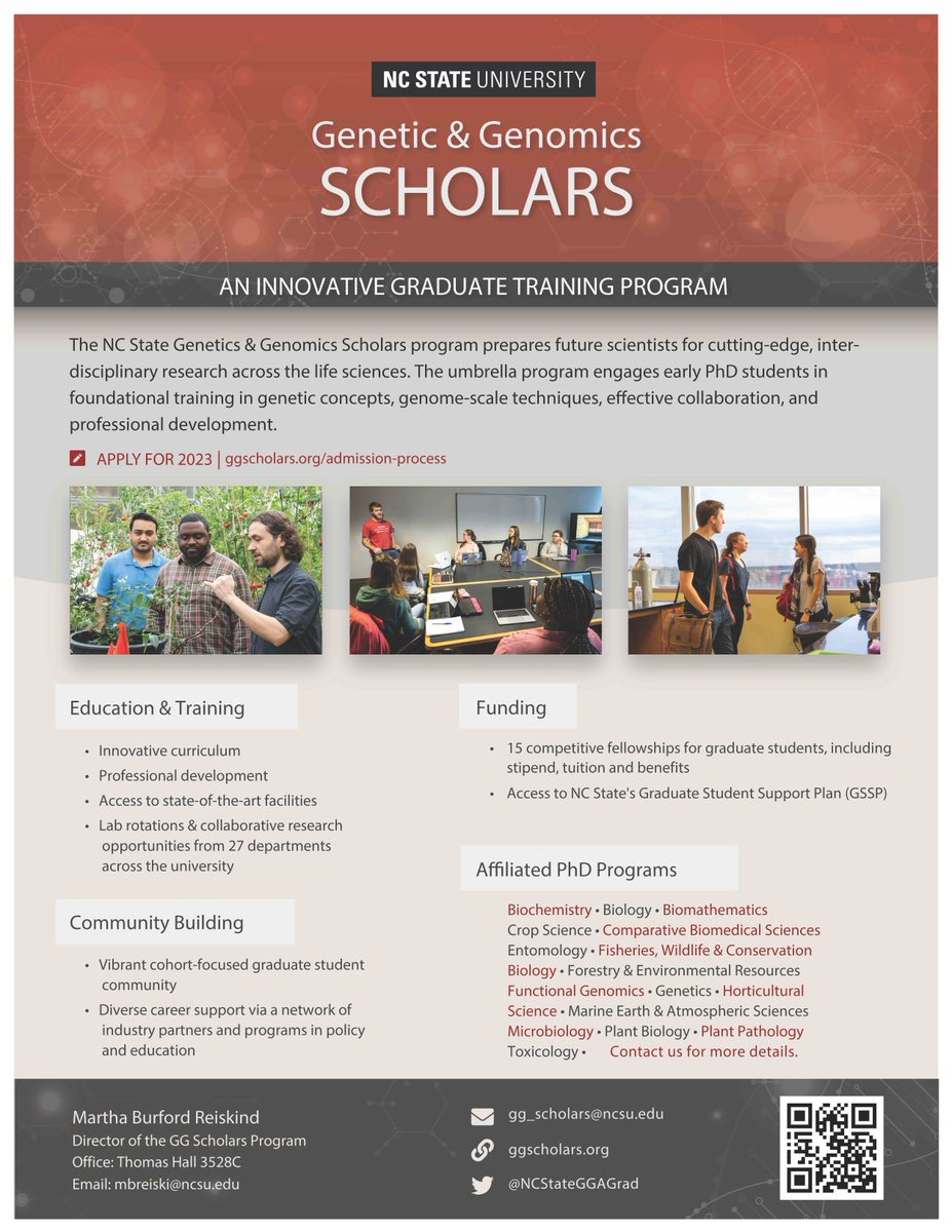 NCStateGGAGrad's tweet photo. Applications to our GG Scholars program are now open. Check out our program https://t.co/K87PutV220 and join this amazing group of #Docstarstobe ! https://t.co/vA87ls29Oy