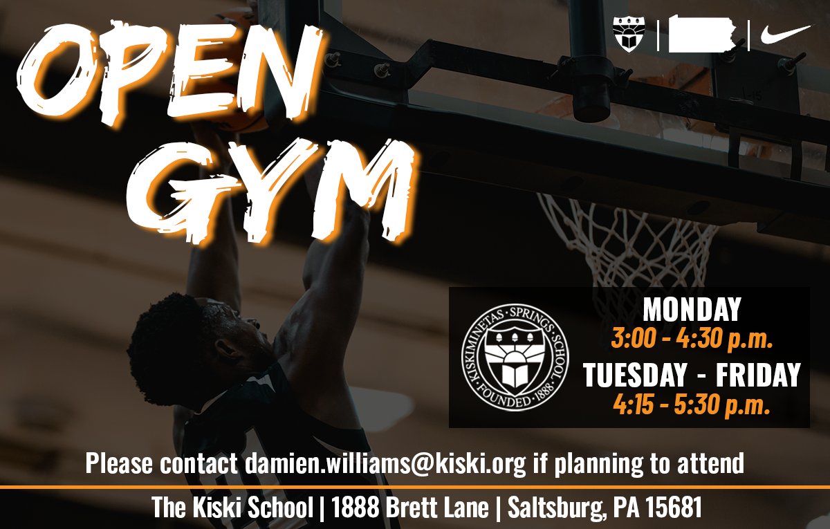 🚨Attention college coaches - we are excited to hold fall open gyms starting Sept 12. Please contact damien.williams@kiski.org when planning to attend.

Monday: 3:00-4:30 p.m.
Tuesday-Friday: 4:15-5:30 p.m.