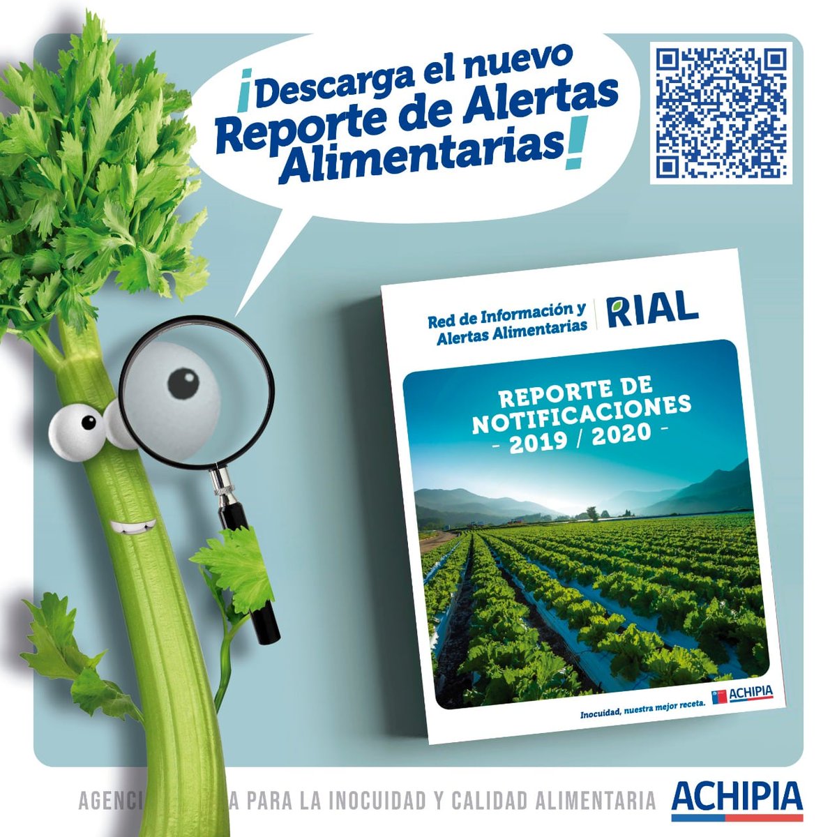 ACHIPIA's tweet photo. Amigas y amigos: los invitamos a leer el Reporte de Notificaciones 2019 - 2020 de la Red de Información de Alertas Alimentarias. Descarguen el código QR y encontrarán el texto en PDF. Inocuidad, nuestra mejor receta. #telodijoachipia #red #reporte #red #alertasalimentarias https://t.co/rVYXUsPuf2