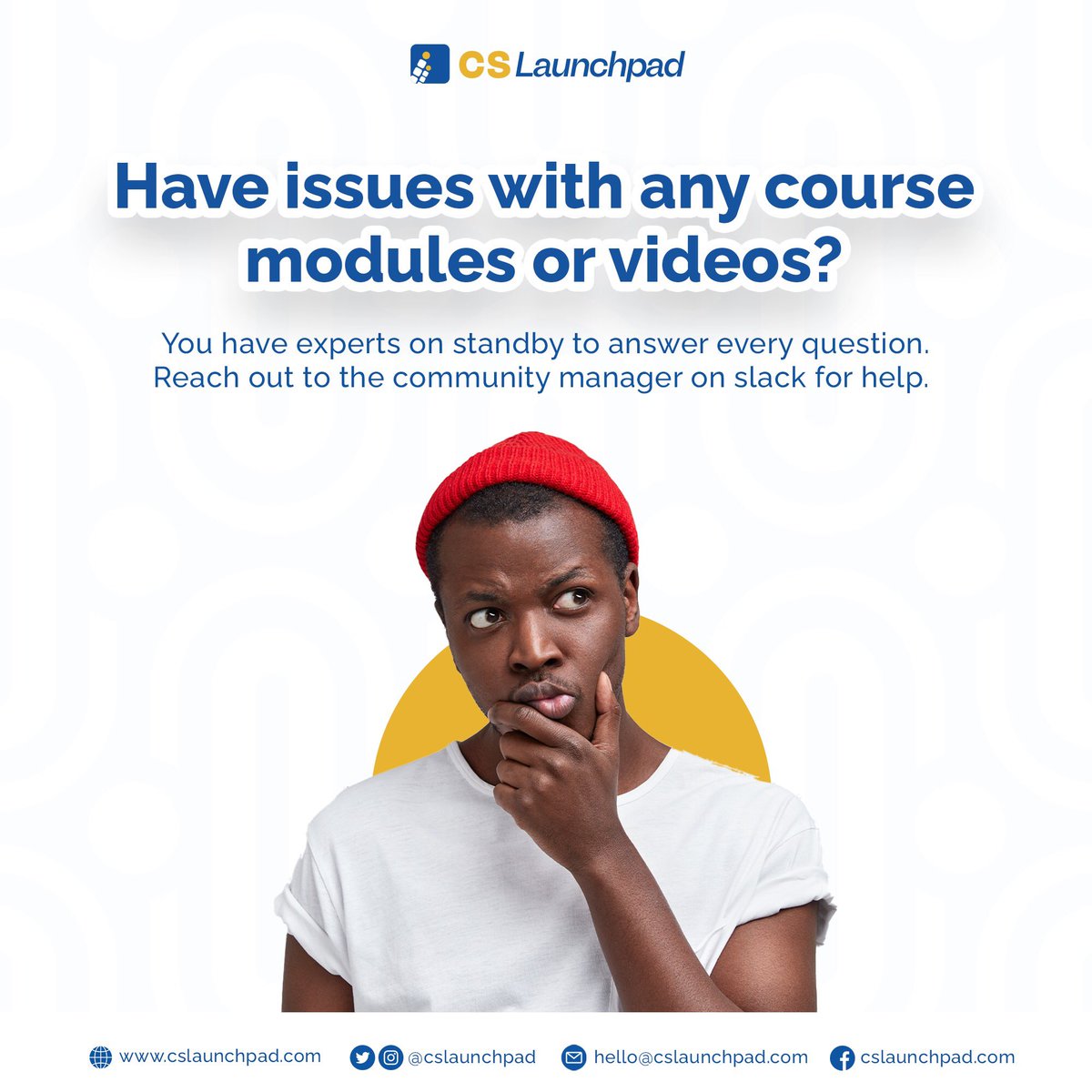 cslaunchpad's tweet photo. Have any complaints?
We have community managers on standby for you.
You can access them on the slack channel.
#cslaunchpad #tech #careers #techskills #complaint https://t.co/IPBqAQGjkE