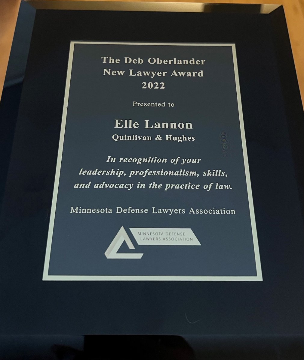 ruis004's tweet photo. Congratulations to Elle Lannon who was awarded the 2022 Deb Oberlander Award at the MN Defense Lawyers Association annual meeting. The award recognizes a new lawyer who demonstrates outstanding leadership, professionalism, skills, and advocacy in the practice of law. https://t.co/pbAPy3PBgL