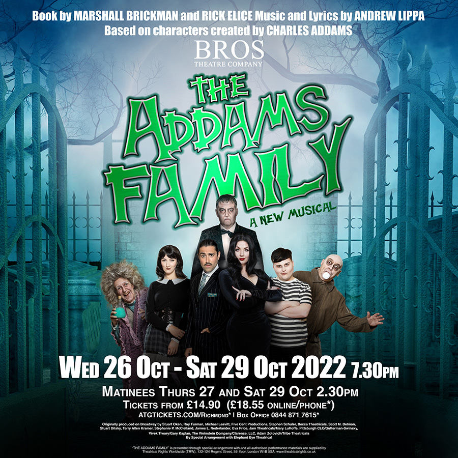 brostc's tweet image. Tickets are on sale now for The Addams Family musical this #Halloween! Join us for #oneNormalNight @RichmondTheatre 26-29 Oct.
atgtickets.com/.../bros.../ri…
#theaddamsfamily #addamsfamilymusical #musical #spookyseason #SpookySeasonIsComing #richmondtheatre #richmond #halloween2022