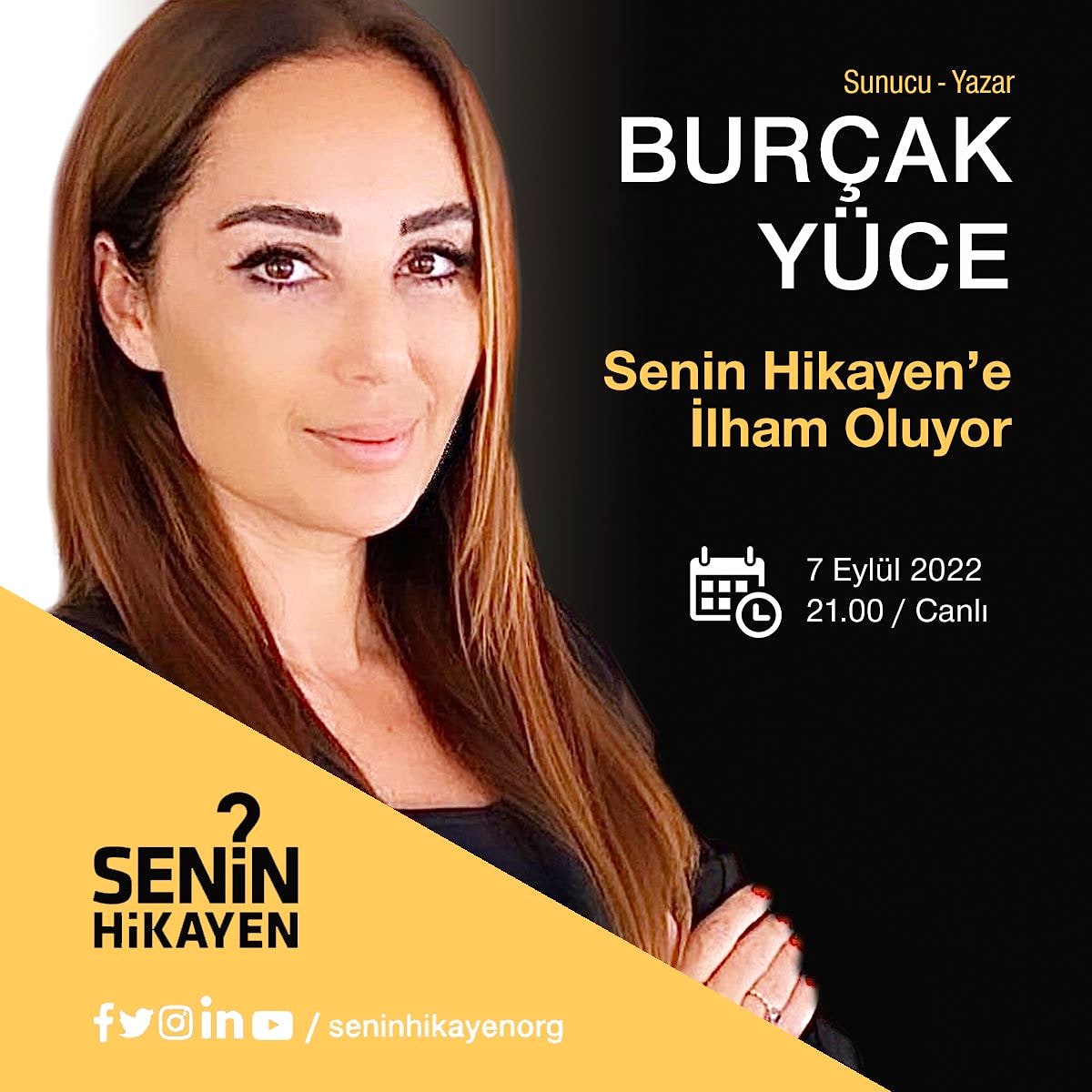 "10 parmağında 10 marifet" sözünün vücud bulmuş hâli, yaşam enerjisi, olaylara ve dünyaya dünyaya bakış açısıyla kendilik yolculuğunun hakkını verme gayreti içerisinde bir insan, yazar, sunucu ve öğretmen değerli Burçak YÜCE hanımefendi hikayesiyle #seninhikayen'e ilham oluyor.💫