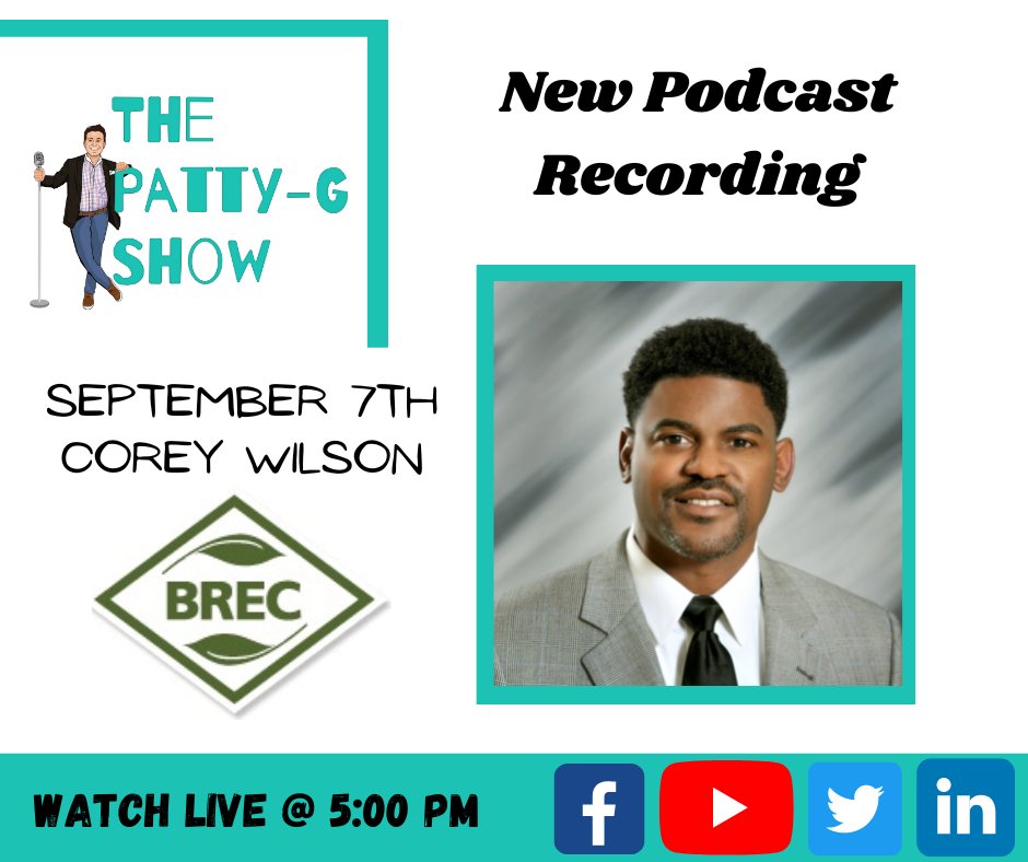 Looking forward to having <a href="/BREC_Super/">BREC Superintendent Corey K. Wilson</a> of <a href="/BRECParks/">BREC</a> on <a href="/ThePattyGShow/">The Patty-G Show</a> this afternoon to talk all things outdoors and walking through parks!

website: thepattygshow.com

Sponsors: <a href="/FalayaRE/">Falaya Real Estate</a> <a href="/HorizonWM/">HorizonFinancialGrp</a> <a href="/govttaco/">Gov't Taco</a> <a href="/MBOBR/">Mercedes-Benz of Baton Rouge</a>