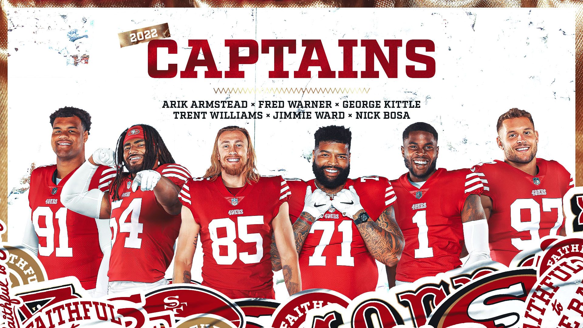 San Francisco 49ers on X: "Earned their stripes. Your 2022 team captains 🌟  https://t.co/lAIos4dobu" / X