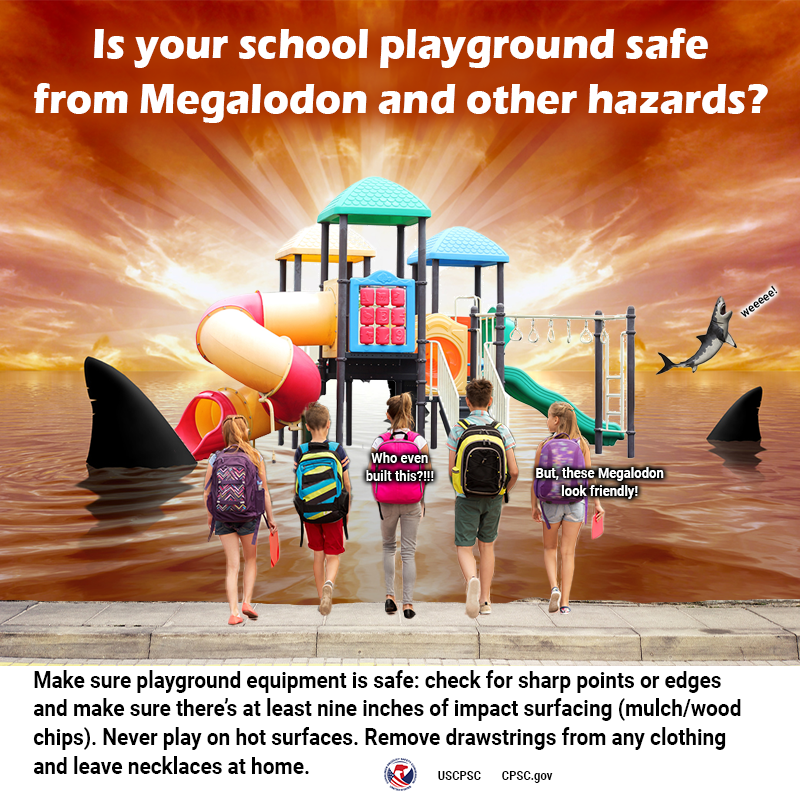 USCPSC's tweet photo. Check the playground for safety hazards this school year. https://t.co/tetWvlMDGd