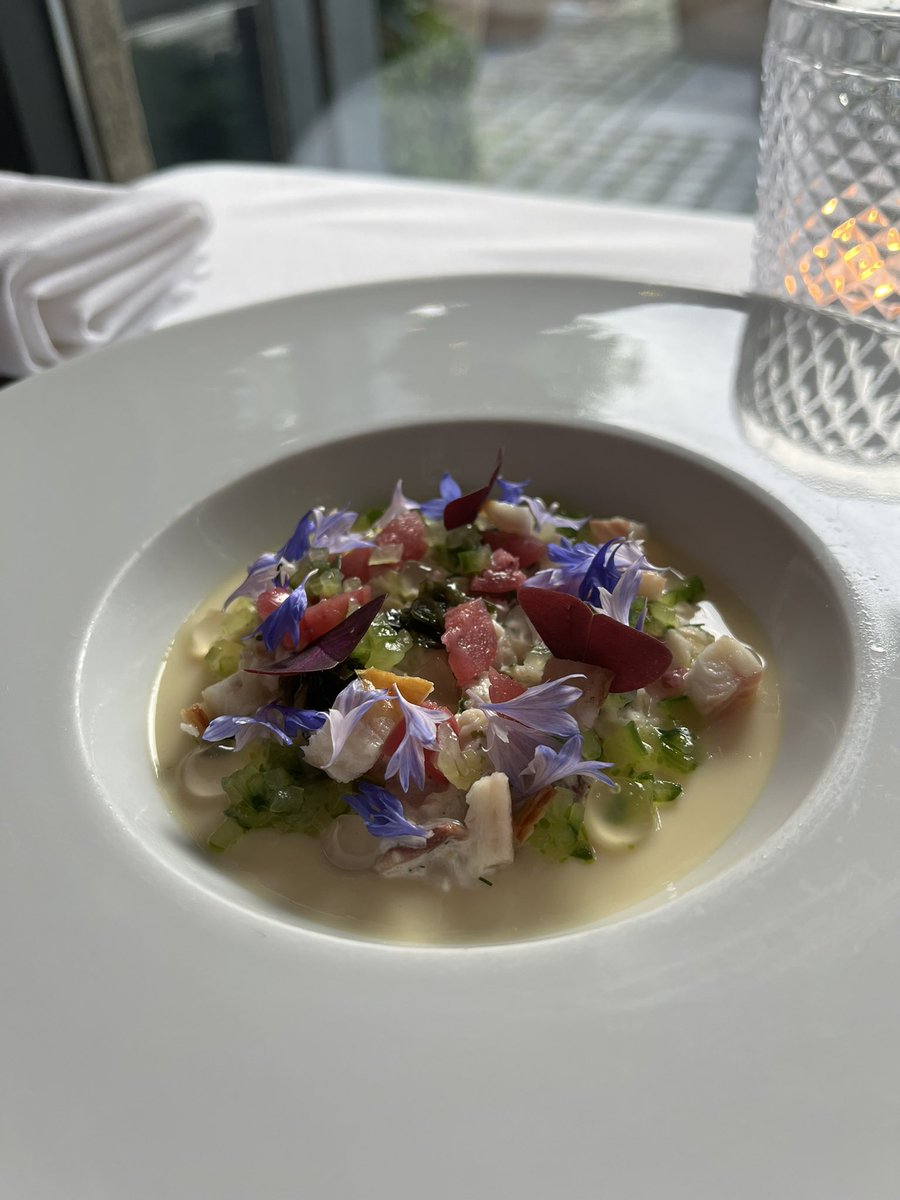 Crab, smoked eel, gooseberry.