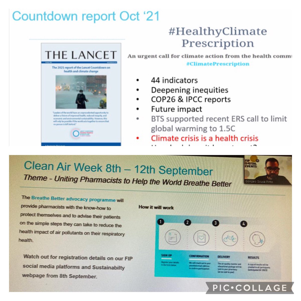 RavijyotSaggu's tweet photo. Honoured to be part of @FIP_org global webinar&panel today discussing impact of #climatechange to #respiratory &planetary health. Pharmacy teams play important supportive role to mitigate.Thanks to @DrLinaBader Nour & rest of team #AirPollution #inittogether #weonlyhaveoneplanet https://t.co/0q6FCK3dK2