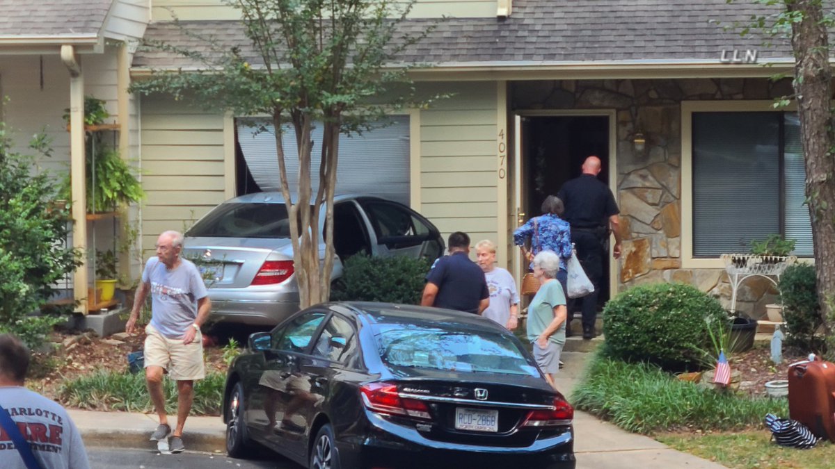 FullyInvMedia's tweet image. A Car slammed into a Raintree neighborhood Condo Wednesday afternoon on N. Course Dr. Thankfully no one was injured. Charlotte Fire (@charlottefire) worked to make sure the home was structurally sound.