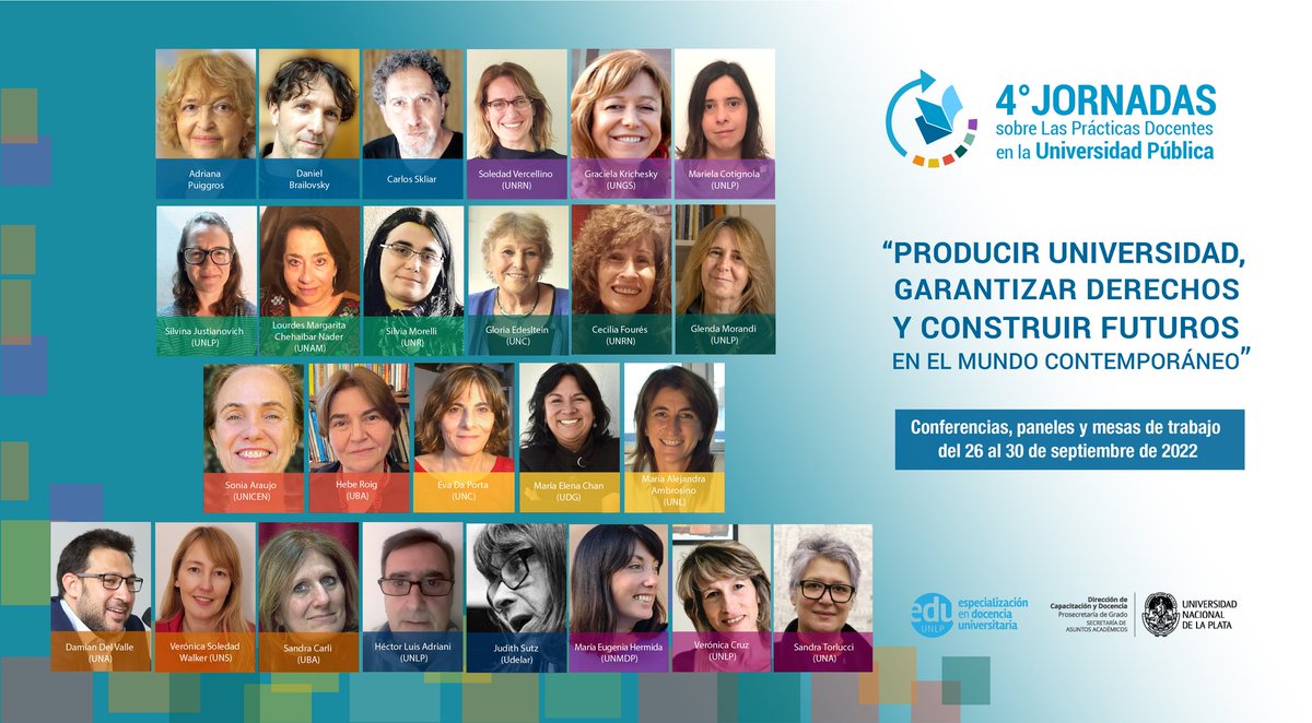 jpdunlp's tweet photo. 📣  Ya se vienen las 4° Jornadas  📣

📆 Del 26 al 30 de septiembre de 2022 

No te olvides de agendar las actividades 👇 
En breve publicaremos la programación completa.
#Jornadas #Capacitacion #Docencia #EducacionSuperior #Universidad #Paneles #EJESTEMATICOS #unlp https://t.co/9i5YA2jzBq