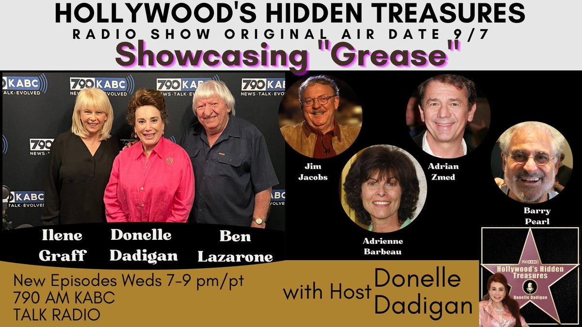 on <a href="/KABCRadio/">790 KABC</a> #HollywoodsHiddenTreasures Ilene Graff Sandy #OG #Grease #Broadwaycast #MusicalDirector 4 #GreaseonBroadway-Jim Jacobs co-creator of #musical Grease <a href="/AdrianZmed/">Adrian Zmed</a> of #Grease2 @abarbeau OG #Rizzo of Grease #onBroadway &amp; Barry Pearl from Grease bit.ly/3qha3DhHollywo…