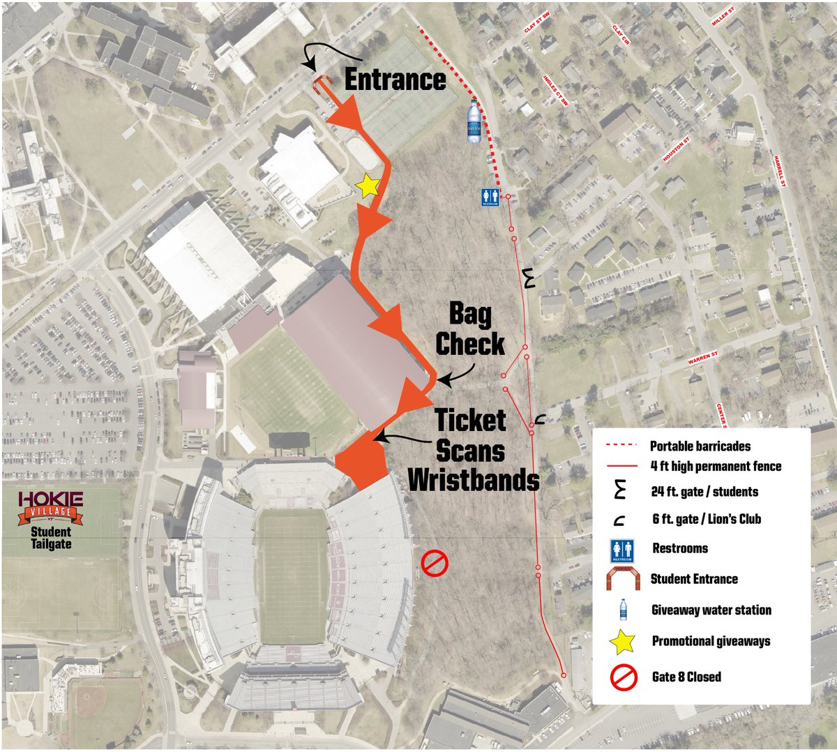 Beginning this Saturday, all <a href="/virginia_tech/">Virginia Tech</a> students will be directed to a new point of entry into Lane Stadium located on Washington Street between the Hahn Hurst Basketball Practice Center and the tennis courts.
 
More details: vthoki.es/fOpaI