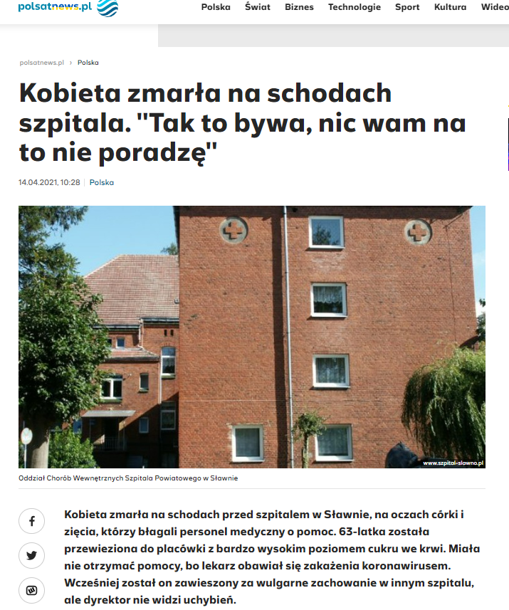 KarolPrillwitz's tweet photo. Kroniki pandemii. Śmierć 63-latki na schodach szpitala. "Tak to bywa, nic wam na to nie poradzę". 

Służba zdrowia obawiała się zarażenia koronawirusem, więc pozwolili umrzeć kobiecie. https://t.co/h7cqKvLgEa