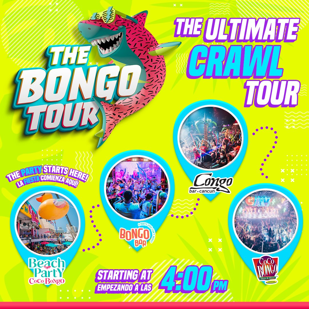 CocoBongoShow's tweet photo. ¿Estás listo para disfrutar una fiesta épica en #CANCÚN? 😎🎉 ¡Únete a la fiesta con @TheBongoTour! 
Reserva ahora 👉 https://t.co/dx6RaW6QF9 #BongoTour https://t.co/TtyEsQ1994