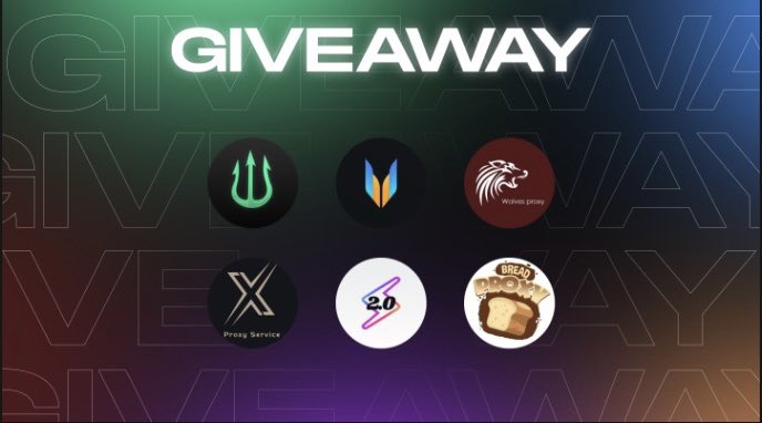 HUGE GIVEAWAY GET IN BEFORE SLIDES DROP @SwishTools - 1x Monthly @SpearProxies_ - 25 Monthly ISP @BreadProxy - 3x GB @X_Proxies_ - 3x GB @WolvesProxy - 3x GB @ViteBots - 1x Weekly How to Enter - Like ❤️, Follow 🤝, Retweet ♻️!! Winners will be announced in 3 Days🫡