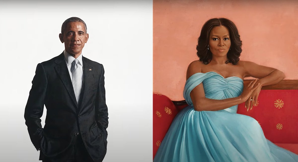 thanksprez's tweet photo. The official Presidential portraits of Barack and Michelle Obama have been revealed in a cermony today at the #WhiteHouse.

What do you think?

#thanks44 #BarackObama #MichelleObama #Obama #ThanksObama #presidential #JoeBiden #history #Barack #Michelle https://t.co/MgHE0UczqG