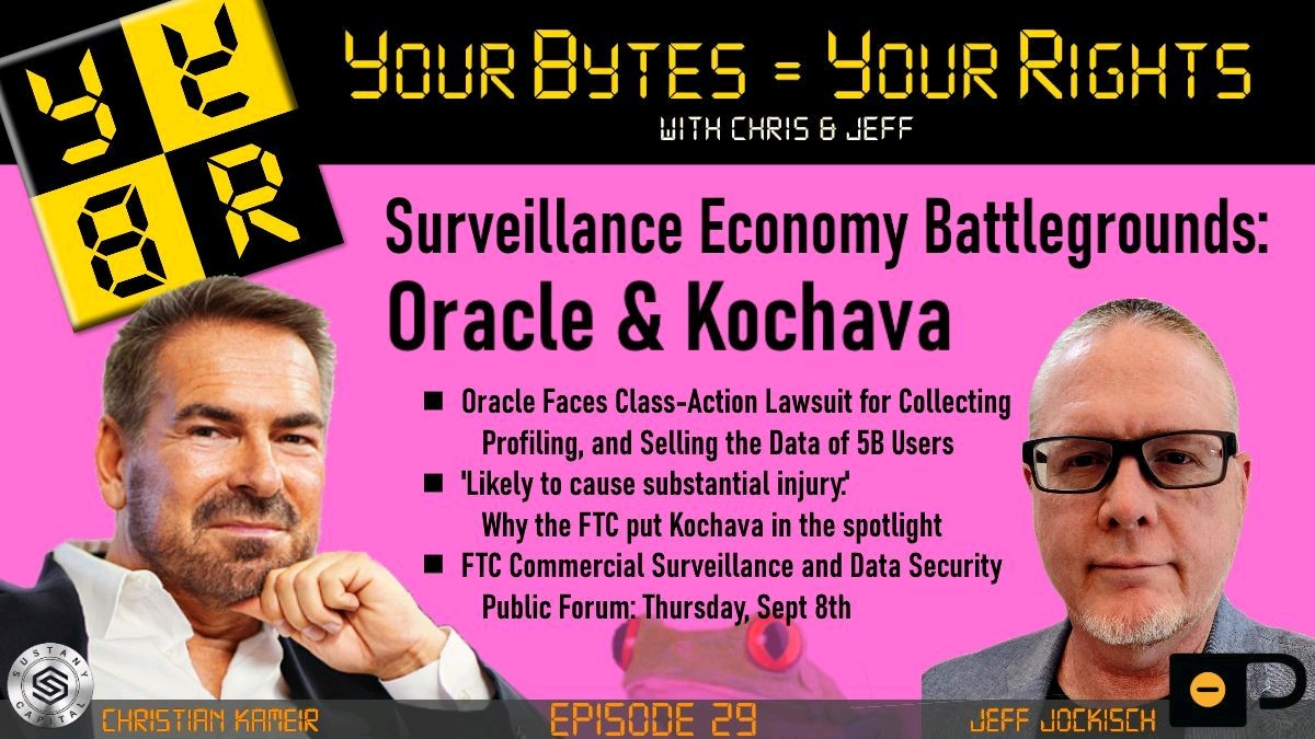 Privacy_Stan's tweet image. Oracle, Kochava, and the Surveillance Economy Battlegrounds

@kameir and I speak with @joncallas and others Friday at 3 pm EST on 𝗬𝗼𝘂𝗿 𝗕𝘆𝘁𝗲𝘀 𝗬𝗼𝘂𝗿 𝗥𝗶𝗴𝗵𝘁𝘀 episode 29

Register: lnkd.in/gPs3g4Nn

Post: linkedin.com/feed/update/ur…