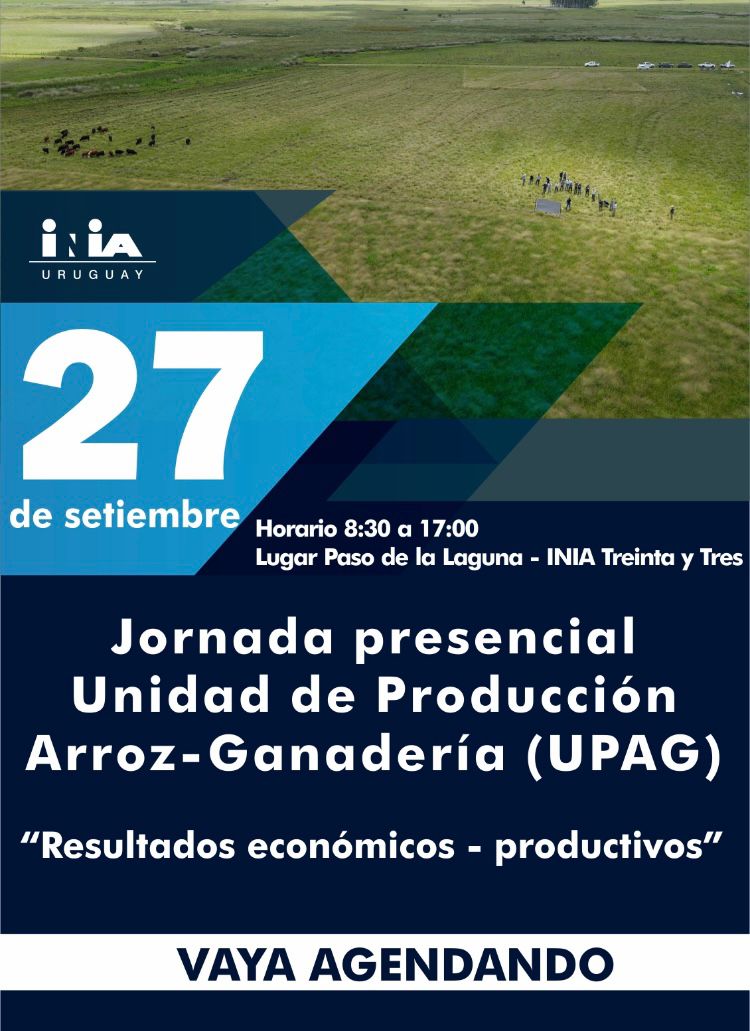 e_bbarrios's tweet photo. Vaya agendando!Sistemas de Producción Arroz - Ganadería 
27 de setiembre
Unidad Experimental Paso de la Laguna, INIA Treinta y Tres. https://t.co/4ARkWhwF08
