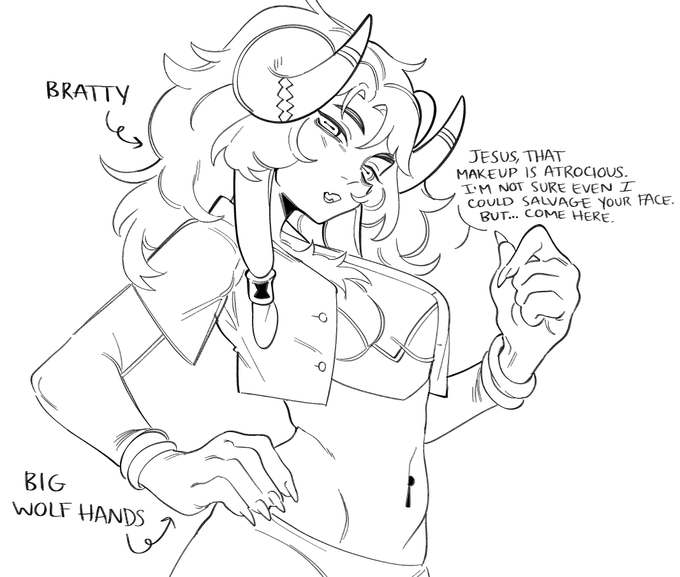 hoping my goat daughter design really resonates w/ any girls out there who watch "asmr: mean girl does your makeup" videos on youtube late at night and reminisce about a girl who was kinda mean to u in high school but u put up with it cause she was ur lesbian awakening 