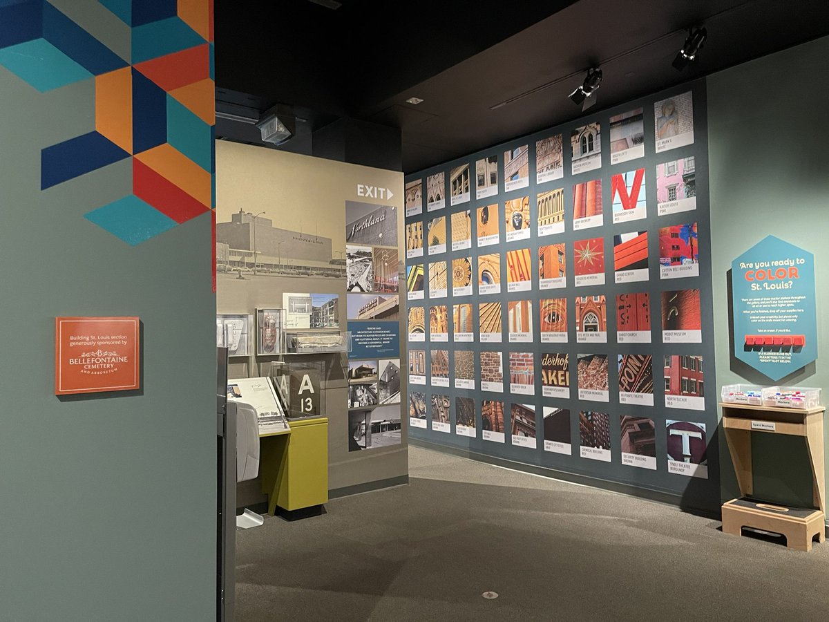 mollyfoust2002's tweet photo. Loved the #ColoringSTL exhibit at @mohistorymuseum! See STL architecture photographed in vibrant colors, learn some fun facts, then make your mark by coloring on the exhibit walls! https://t.co/jr10PfiDHO