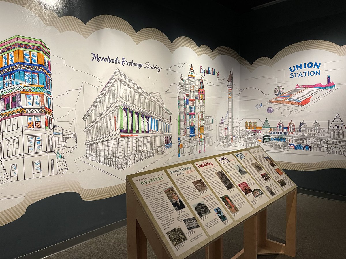 mollyfoust2002's tweet photo. Loved the #ColoringSTL exhibit at @mohistorymuseum! See STL architecture photographed in vibrant colors, learn some fun facts, then make your mark by coloring on the exhibit walls! https://t.co/jr10PfiDHO