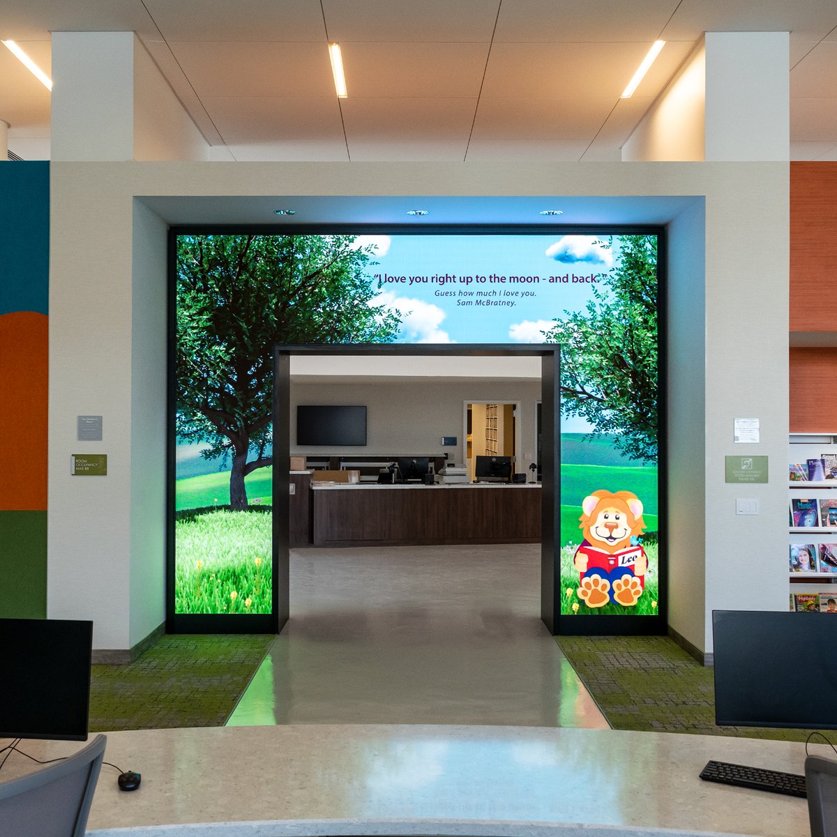 SNAdisplays's tweet photo. Whittier Library interior LED display. #publicart #publicspaces #digitalarch https://t.co/knz9FdyWdC